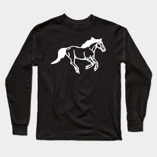 white horse line art Long Sleeve T-Shirt